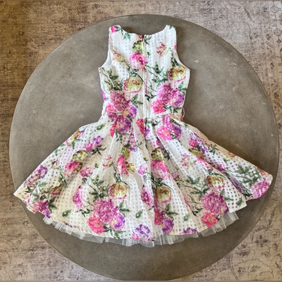 Floral Tulle Spring Dress Easter Gingham size size 7 - Picture 3 of 5